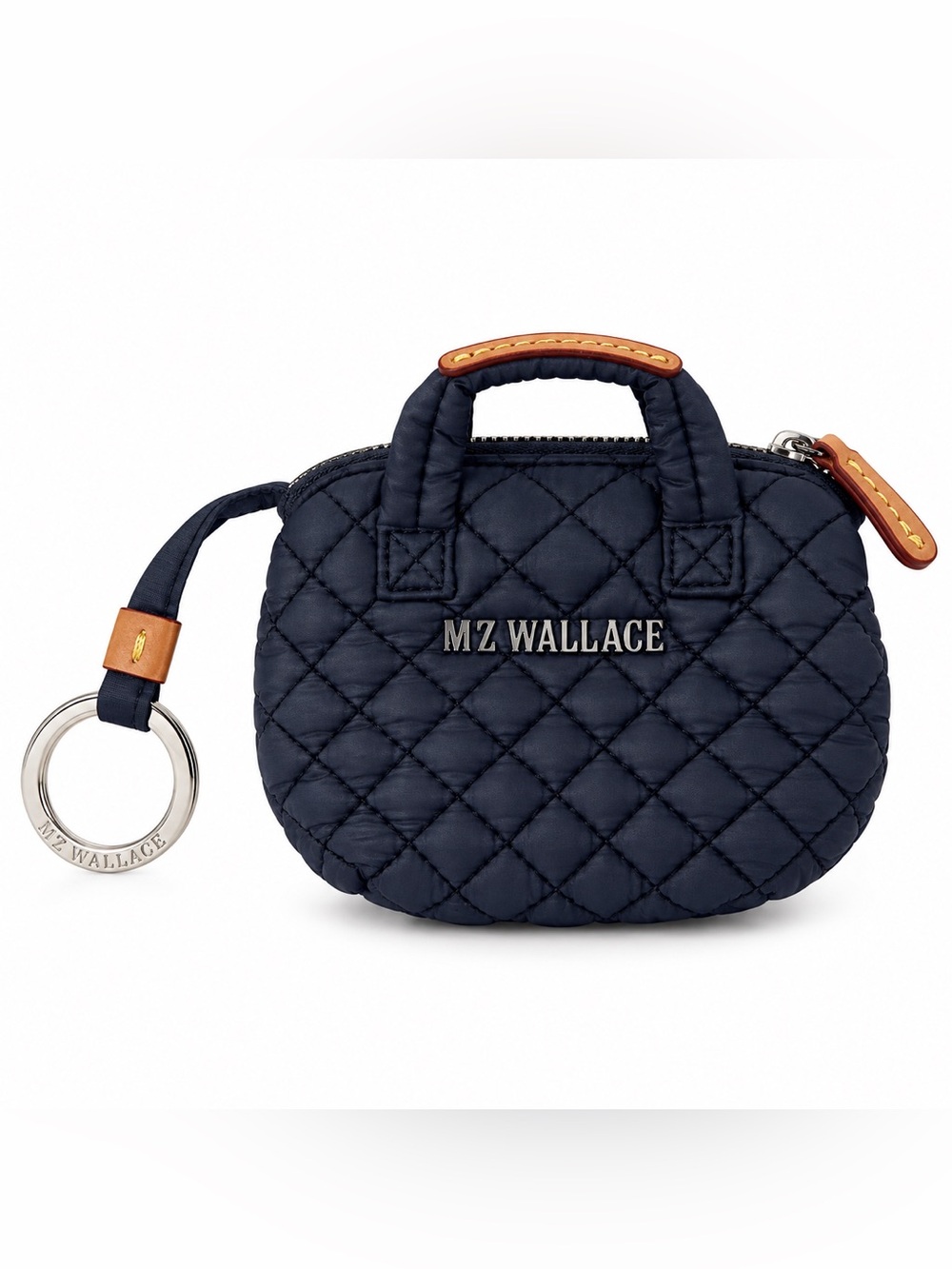 MZ Wallace Navy Quilted Mini Metro Keychain Pouch Coin Purse
